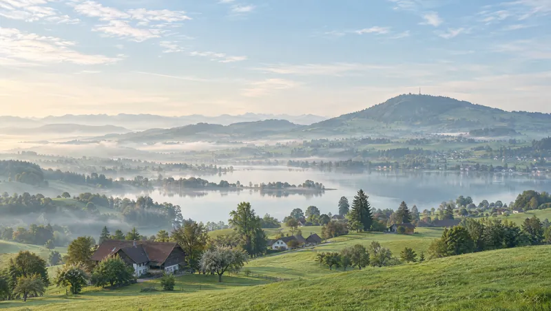 Morgenstimmung über dem Pfäffikersee im Zürcher Oberland